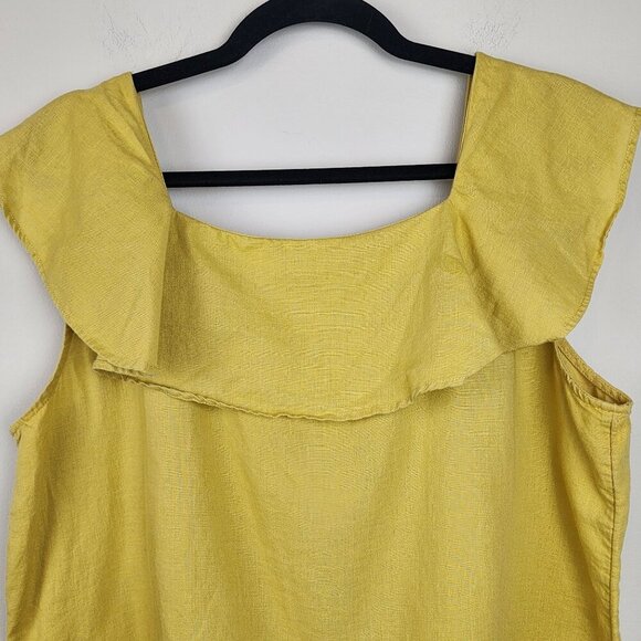M&S Marks and Spencer linen blend summer top US sz 14 women yellow - Picture 9 of 12
